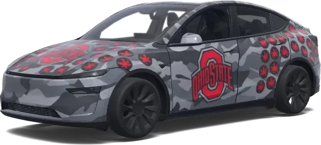 灰色迷彩七叶树特斯拉车身贴膜 – 特斯拉 Model Y 涂装