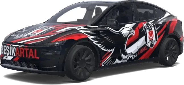 Beşiktaş Karakartal (Karakartal beşiktaş logolu bir dizayn istiyorum.) – covering Tesla Model Y
