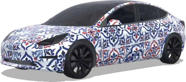 Португальские азулежу – оклейка Tesla Model 3