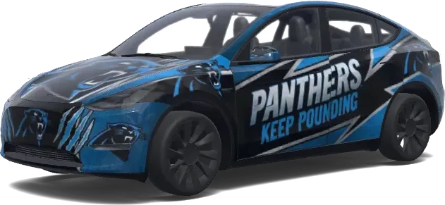 Carolina Panthers ohne weiße Haube (Carolina Panthers don’t leave the hood white..) – Tesla Model Y Wrap