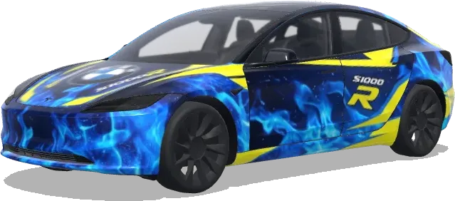 BMW S1000R (Blue Fire,Mugello Yellow,BMW,S1000R,.) – оклейка Tesla Model 3