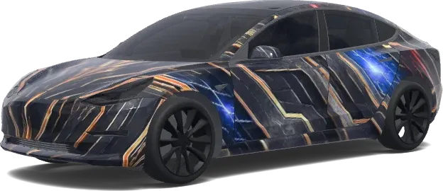 Rasgos dorados de medianoche – wrap para Tesla Model 3