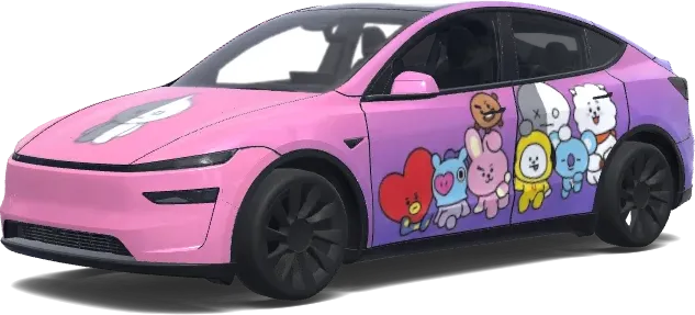 Lapins roses et violets – covering Tesla Model Y