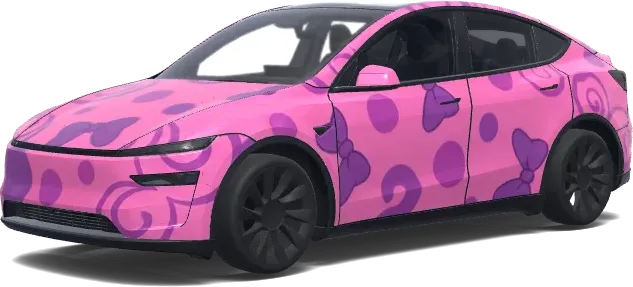 Стиль Минни Маус: красный фон – оклейка Tesla Model Y