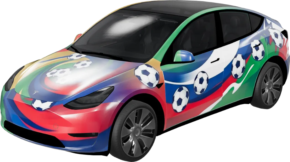 Global Soccer Frenzy – Tesla Model Y wrap