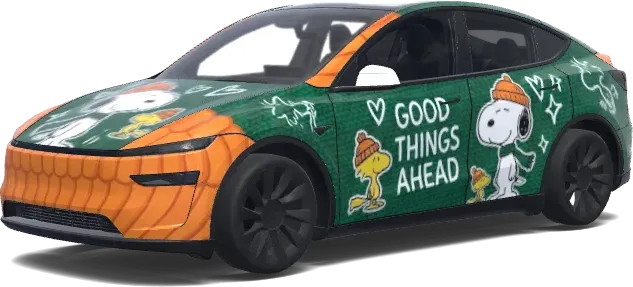 Snoopy Good Things Ahead Wrap – Tesla Model Y wrap