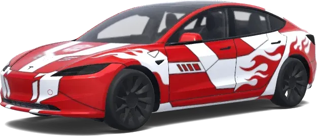 옵티머스 프라임 (Optimus prime. Colors: white, red.) – 테슬라 Model 3 랩핑