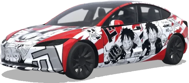 One Piece Luffy (manga one piece luffy. Colors: red, white.) – Tesla Model 3 Wrap