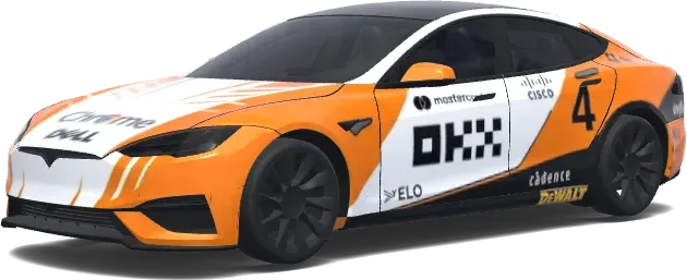 Orangefarbene Rennstreckengeschwindigkeit – Tesla Model S Wrap