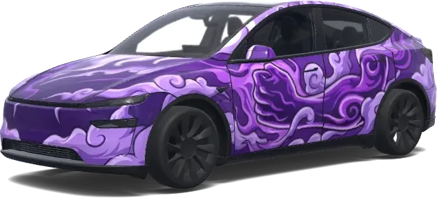 Purpurflammen-Getriebe 5 – Tesla Model Y Wrap