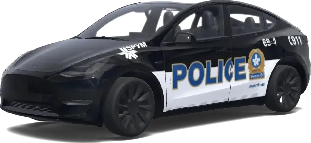 Patrulla policial en blanco y negro – wrap para Tesla Model Y