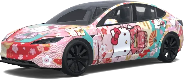Japanisches Hello Kitty Design – Tesla Model 3 Wrap