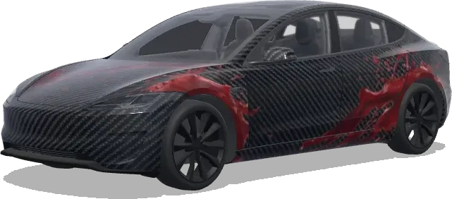 碳纤维车身血迹飞溅 – 特斯拉 Model 3 涂装