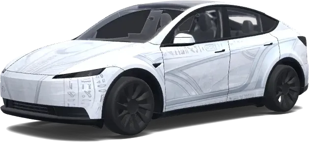Envoltura de Tesla con ecuaciones de pizarra – wrap para Tesla Model Y