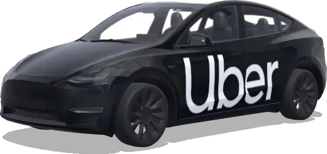 ブラック ウーバー (Fondo negro brillante con la palabra Uber.) – テスラ Model Y ラッピング