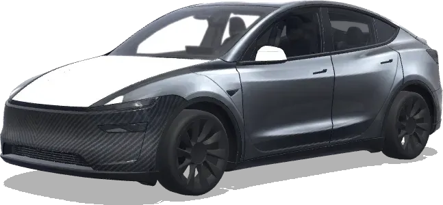 Серебристый с карбоновым спойлером – оклейка Tesla Model Y