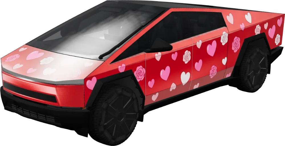발렌타인 데이 라이드 (Valentine's Day Ride) – 테슬라 Cybertruck 랩핑