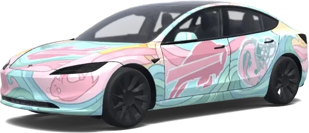 Buffalo Bills plage rose – covering Tesla Model 3