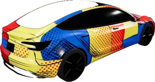 セルシェイドコミック - Model 3 Highland Base (Cel-Shaded Comic - Model 3 Highland Base) – テスラ Model 3 ラッピング