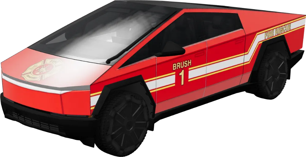 산불 대응 (Brush Fire Response) – 테슬라 Cybertruck 랩핑