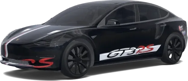 Porsche 911 GT3 RS Schwarz (porsche 911 gt3 rs wrap. Colors: black.) – Tesla Model 3 Wrap