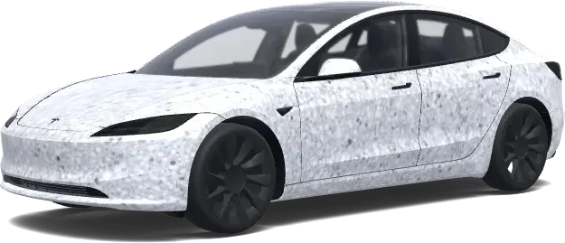 Белый с мелкими блёстками – оклейка Tesla Model 3