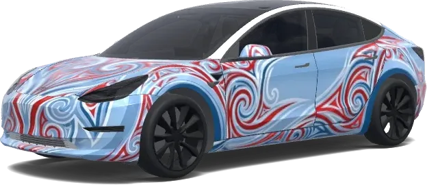 Леденцовый вихрь — виниловая пленка для Tesla – оклейка Tesla Model 3