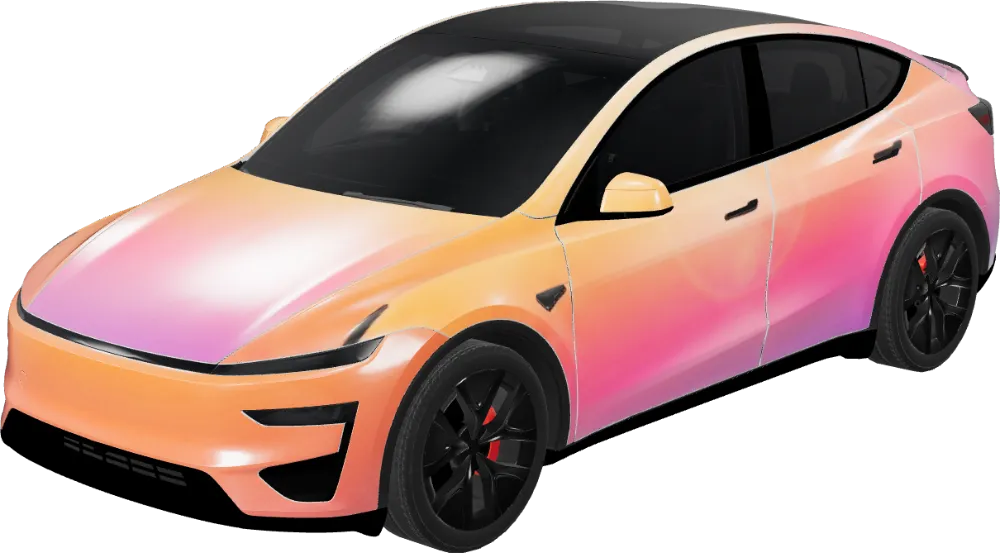 Neon Sunset Gradient – Tesla Model Y wrap