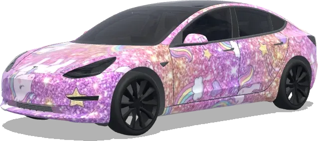 pink girly unicorn sparkly. – Tesla Model 3 wrap