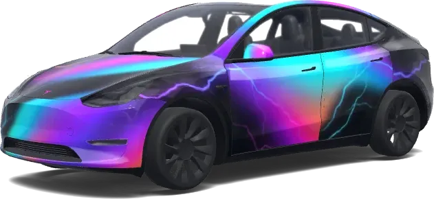 Holográfico iridiscente – wrap para Tesla Model Y