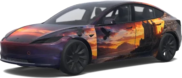 Sonnenuntergang-Falcon-Folierung – Tesla Model 3 Wrap