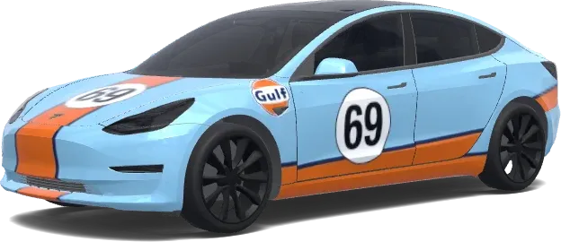 Gulf Porsche Livery – Tesla Model 3 Wrap