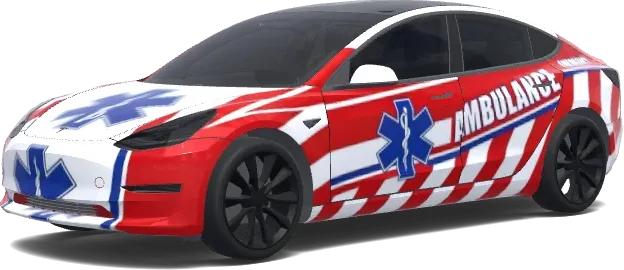 Roter-Stern-Krankenwagen – Tesla Model 3 Wrap