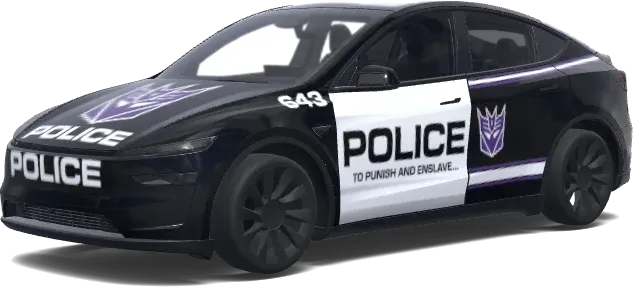 Policía Decepticon en Blanco y Negro – wrap para Tesla Model Y