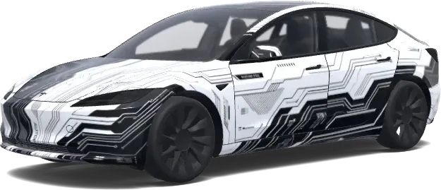 Selbstfahrendes Tesla (Self Driving Tesla. Colors: white, black.) – Tesla Model 3 Wrap