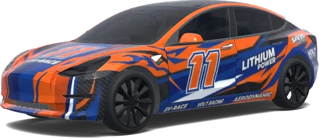 Orange Blue Racing 11 – Tesla Model 3 wrap