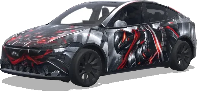 Zentriertes Kopf-Motiv – Tesla Model Y Wrap