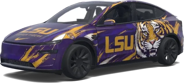Fureur du Tigre de LSU – covering Tesla Model Y