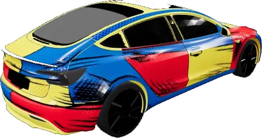 セルシェイドコミック - Model 3 Highland Performance (Cel-Shaded Comic - Model 3 Highland Performance) – テスラ Model 3 ラッピング