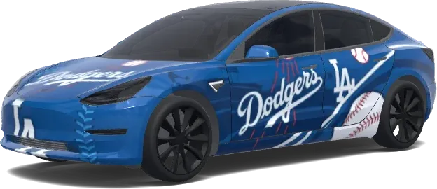 LA Dodgers Baseball. Colors: blue. – Tesla Model 3 wrap