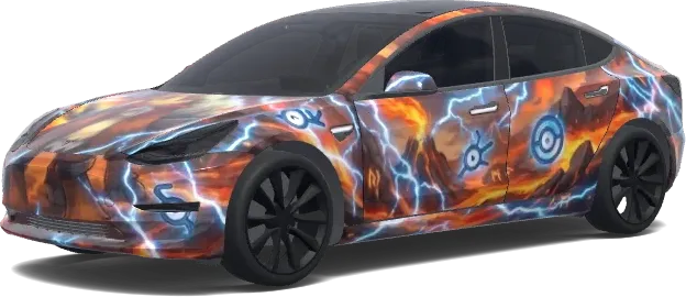 Unown mit Blitzen – Tesla Model 3 Wrap