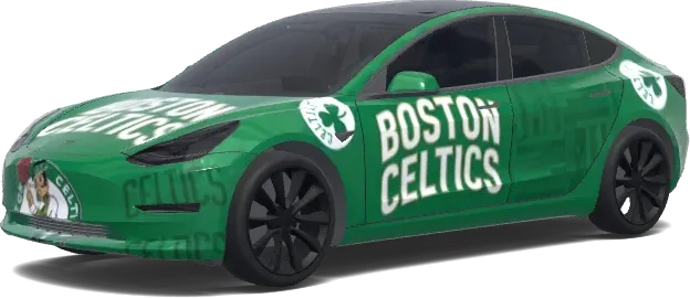 보스턴 셀틱스 그린 (Boston Celtics full car. Colors: green.) – 테슬라 Model 3 랩핑