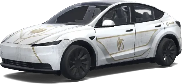 White Gold Moon Knight Tesla Wrap – Tesla Model Y wrap