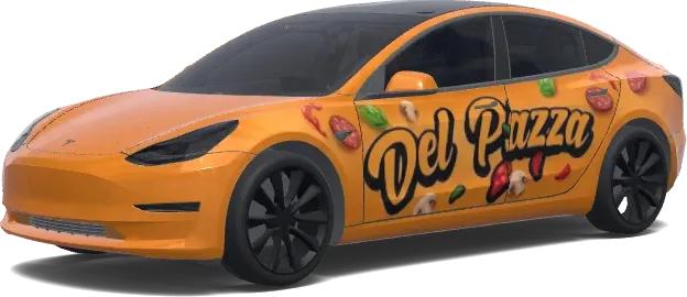 Orange Pizza Del Piazza – Tesla Model 3 Wrap