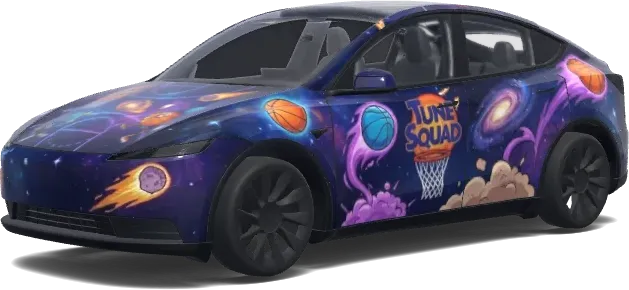 스페이스 잼 농구 테마 (Basketball theme in the style of space jam.) – 테슬라 Model Y 랩핑