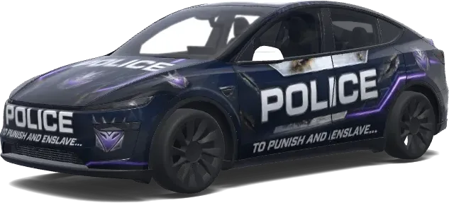 Lila Decepticon-Polizei – Tesla Model Y Wrap