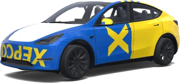 text 'XEPCOH', Ukrainian Flag. – Tesla Model Y wrap