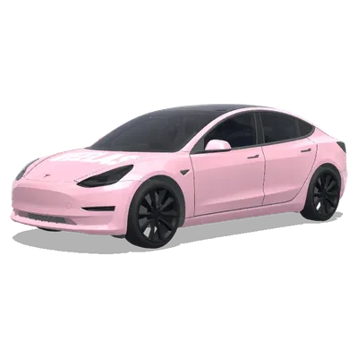 light pink with the word VEELAS on the frunk – Tesla Model 3 wrap