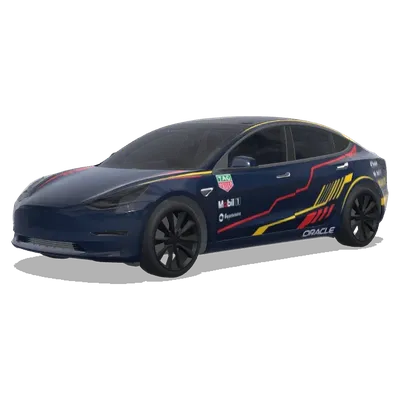 Red Bull F1: темный синий с красным – оклейка Tesla Model 3