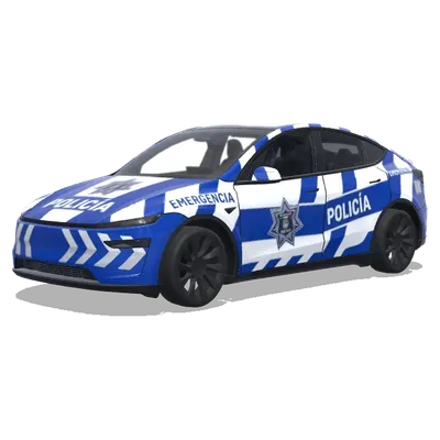 Blaue und weiße Notruf-Polizei – Tesla Model Y Wrap